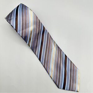 👉 Kenneth Cole Reaction Tie – Brown Blue Striped Classic Men’s Necktie